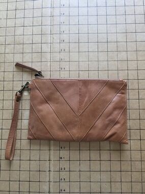 Lucky Brand Rayla Patchwork Leather Wristlet Clutch Bag Cognac